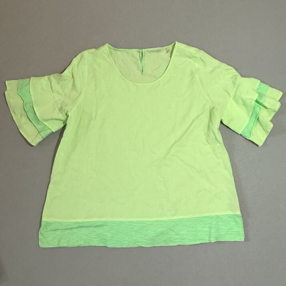 Soft Surroundings Large Oakleigh Top Margarita Green Tiered Casual Short Sleeve
